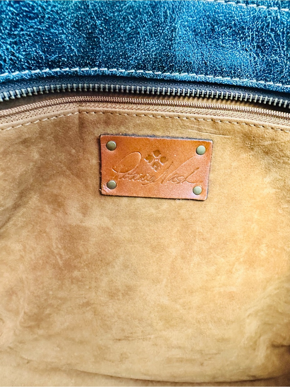 Patricia Nash Turquoise Hand-Tooled Floral Leather Tote Bag - Picture 12 of 12